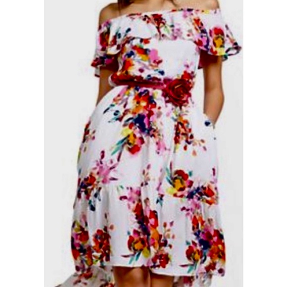 ✨HP✨NWT Off-The-Shoulder Hi-Lo floral Maxi Dress - Picture 3 of 4